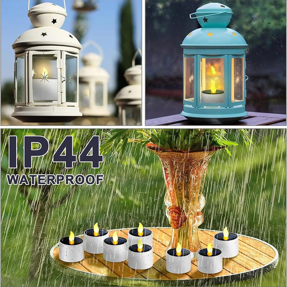 Solar Tea Light LED Candles Waterproof Rechargeable For Outdoor Decor - Smarsty