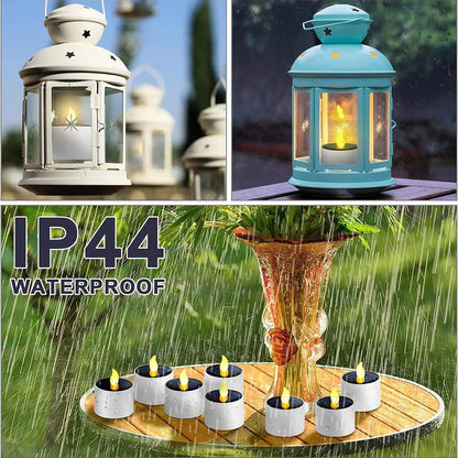 Solar Tea Light LED Candles Waterproof Rechargeable For Outdoor Decor - Smarsty