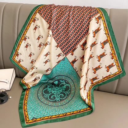 Luxury Silk Satin Headscarf for Women with Plaid Print - Smarsty