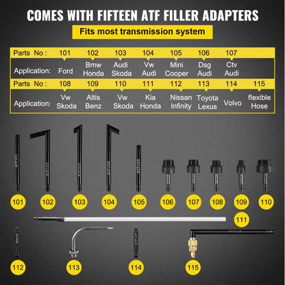 SucceBuy 7.5L Transmission Fluid Pump ATF Fluid Transfer Filler with Control Valve & 15 Common Adapters Kit for Oil Replacement
