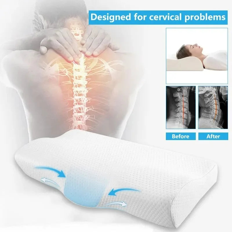 Memory Foam Orthopedic Neck Pillow for Pain Relief - Smarsty