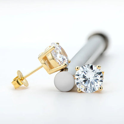 Moissanite Studs 0.5 To 2Ct Sterling Silver Screw Back - Smarsty