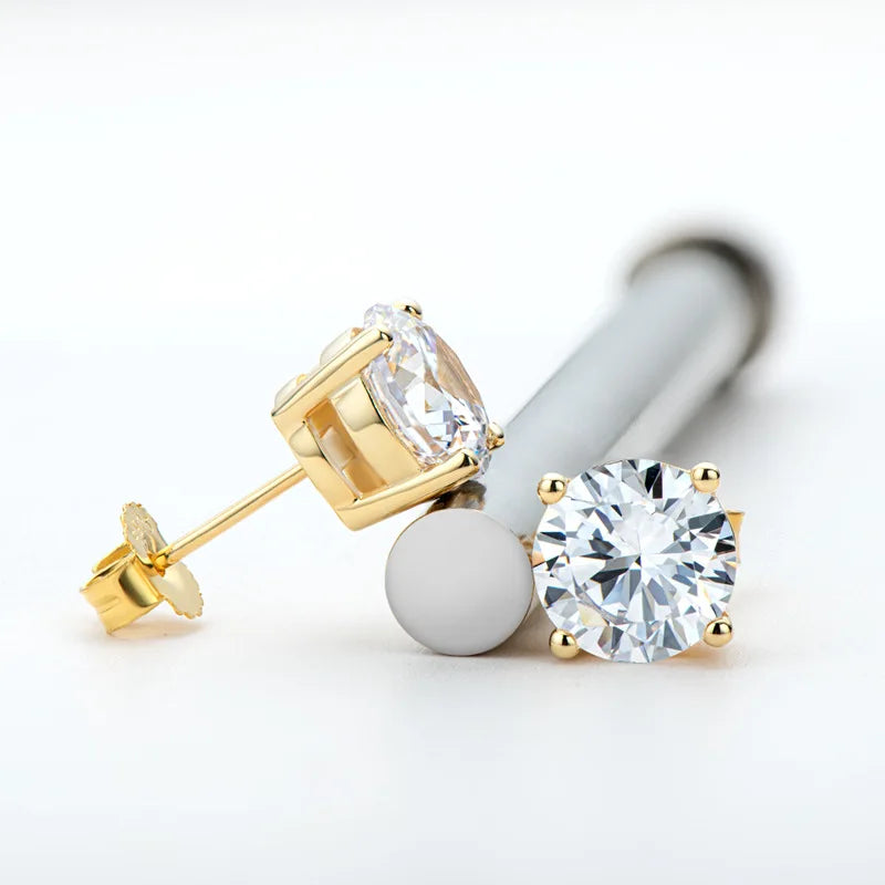 Moissanite Studs 0.5 To 2Ct Sterling Silver Screw Back - Smarsty