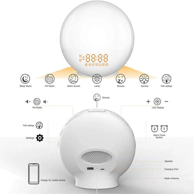 Wake Up Light Alarm Clock with Sunrise Simulation - Smarsty