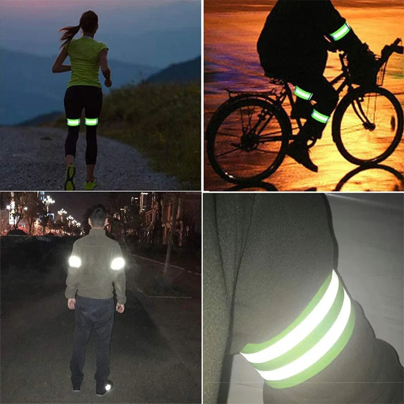 1 Pair Reflective Bands Elastic Armband Wristband Ankle Leg Straps Kids Safety Reflector Outdoor Night Cycling Jogging Running