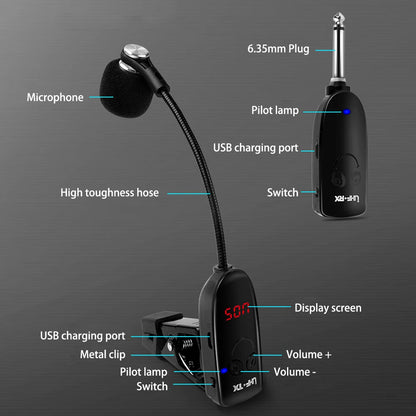 Wireless Microphone Receiver for Saxophone and Trumpet - Smarsty