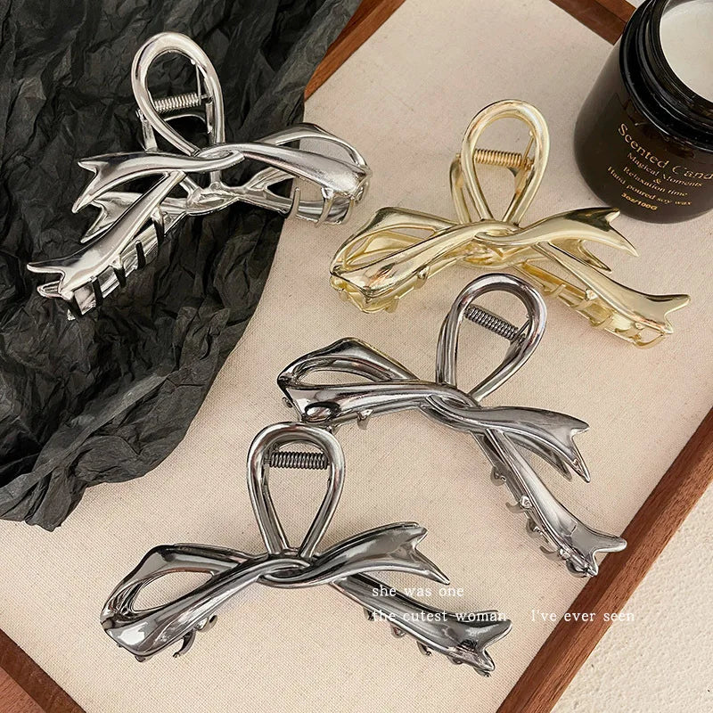 Korean Geometric Metal Hair Clip Durable Alloy Claw - Smarsty