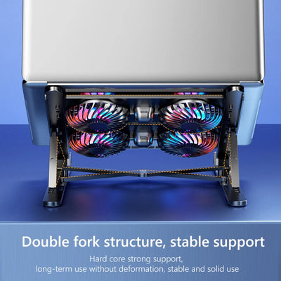Laptop Cooling Pad with 2/4 Fans Foldable Notebook Stand RGB Silent Gaming Laptop Cooler Fan 7 Height for 11-17.3 Inch Notebook - Smarsty