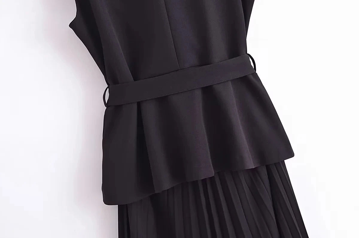 Corset Dress Women Pleated Vests Long Dresses for Women 2024 Sleeveless Office Party Dress Ruched Midi Evening Dresses - Smarsty