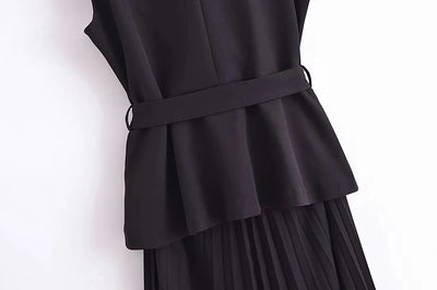 Corset Dress Women Pleated Vests Long Dresses for Women 2024 Sleeveless Office Party Dress Ruched Midi Evening Dresses - Smarsty