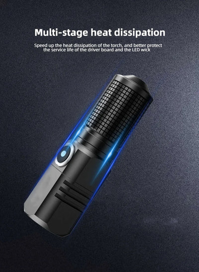Mini Flashlight XHP50 LED USB C Rechargeable 16340 18650 Battery Flashlight 1500lm Powerful Torch Can Be Closed with One Click by Smarsty