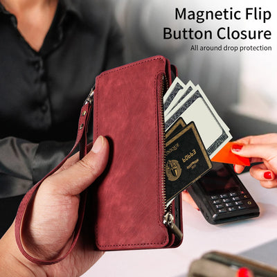 PU Leather Phone Case for Samsung Galaxy S25Edge Ultra S24 S23 S22 S21 S20 S10 S9 S8Plus FE Note20 Flip Wallet Style Phone Cover - Smarsty