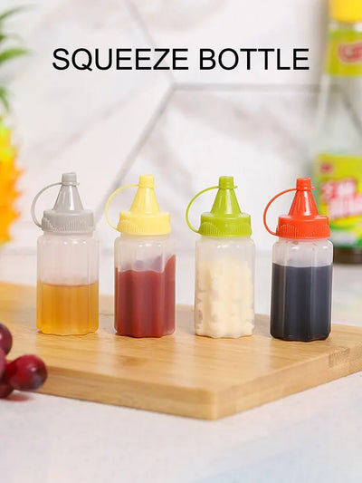 4PCS Kitchen Household Sauce Vinegar Squeeze Bottle Portable Outdoor Barbecue Picnic Feast Bottle Kitchen Accessories Small Tool by Smarsty