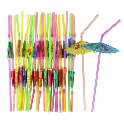 50PCS Hawaiian Party Umbrella Straws for Tropical Celebrations - Smarsty