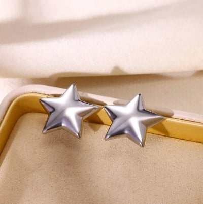 Stainless Steel Star Hoop Earrings Gold Tone Hypoallergenic - Smarsty