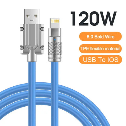 120W 6A Super Fast Charge USB C Liquid Silicone Cable For iPhone 14 15 Huawei Samsung Xiaomi Quick Charger Type-C Data Wire - Smarsty