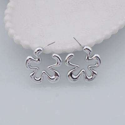 Gold Hollow Flower Drop Earrings for Women Fashion Jewelry - Smarsty