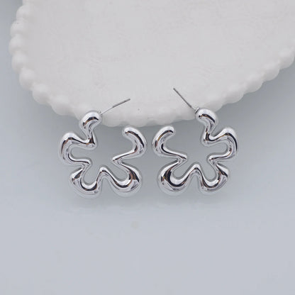 Gold Hollow Flower Drop Earrings for Women Fashion Jewelry - Smarsty