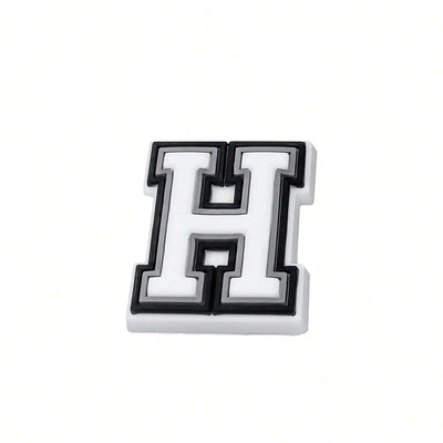 1pc Black White Alphabet Shoe Charm, PVC Shoe Accessory For Crocs, Wristband, Slipper,DIY Accessories Gifts For Holiday Party - Smarsty