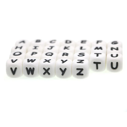 50Pcs Silicone Alphabet Beads White DIY Jewelry Making - Smarsty