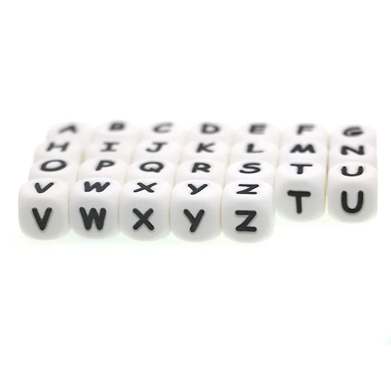 50Pcs Silicone Alphabet Beads White DIY Jewelry Making - Smarsty
