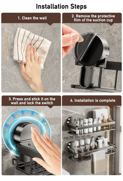 Bathroom Suction Cup Storage Rack for Easy Organization - Smarsty