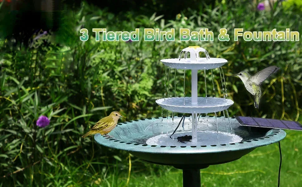 Solar Bird Bath Fountain with Detachable Pump for Garden Decor - Smarsty