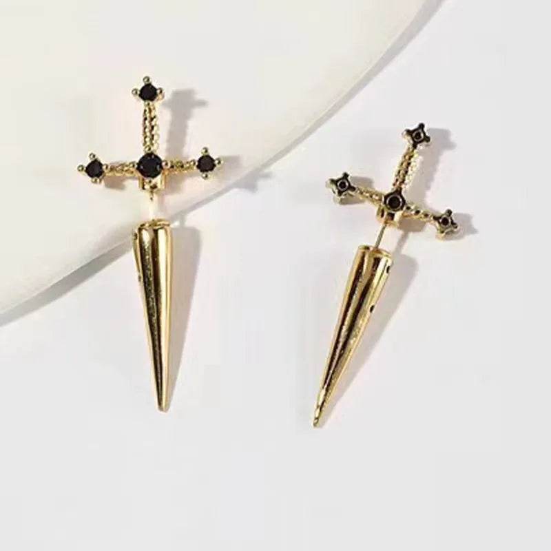 Gothic Sword Kinitial Piercing Earrings for Punk Style Lovers - Smarsty