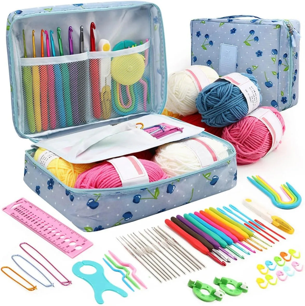 Portable Crochet Knitting Set with 59 Pieces and Storage Bag - Smarsty