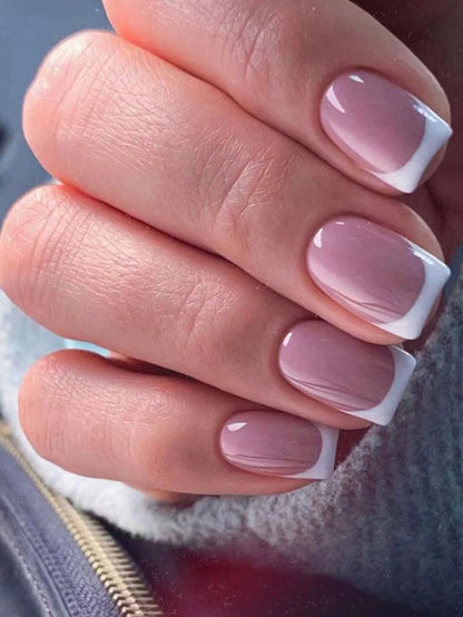 24 Square Short Fake Nails with Glue and File - Smarsty