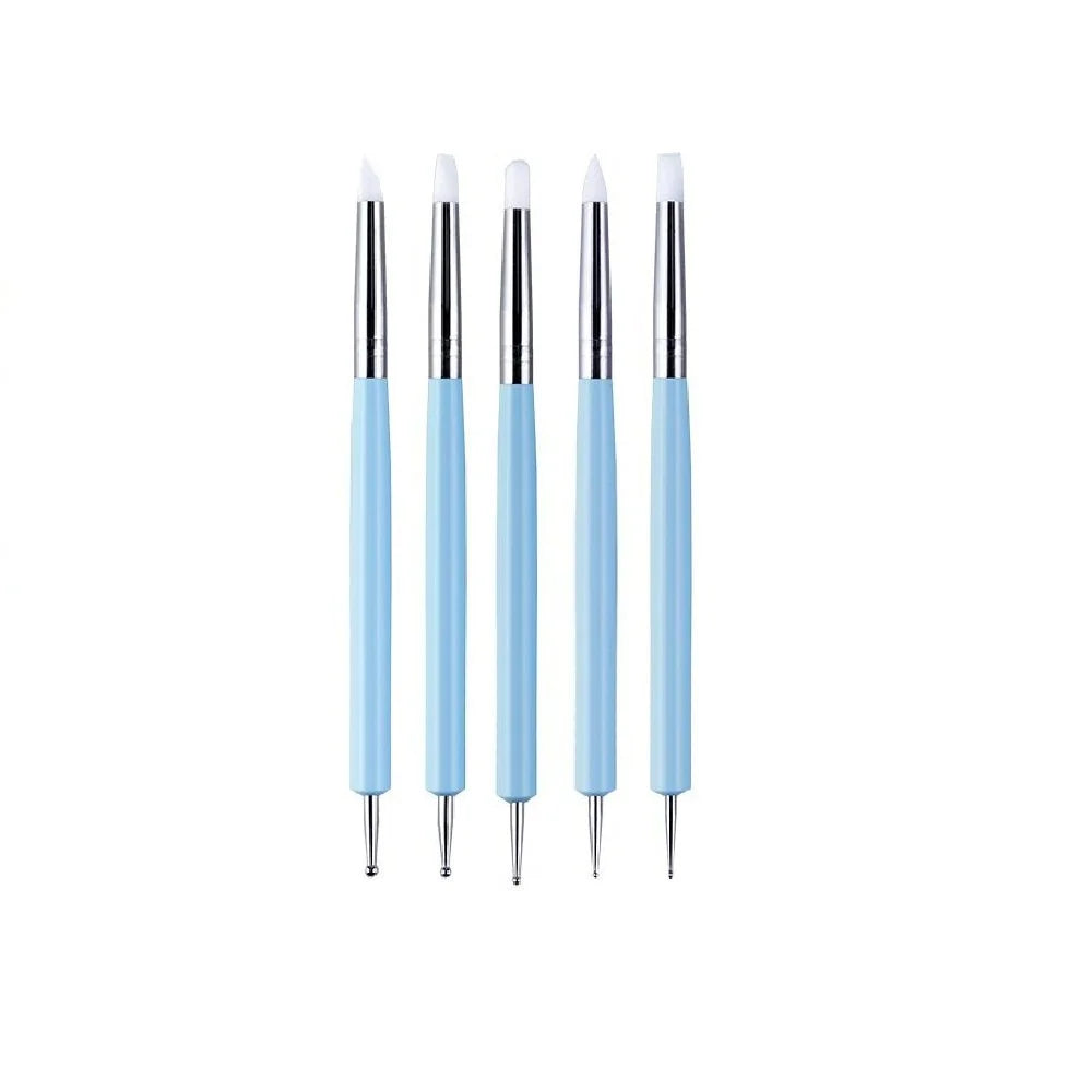 5Pcs Silicone Clay Sculpting Tool for Brush Modeling Dotting Nail Art Pottery Clay Tool DIY Carving Sculpting Tools Soft Head - Smarsty