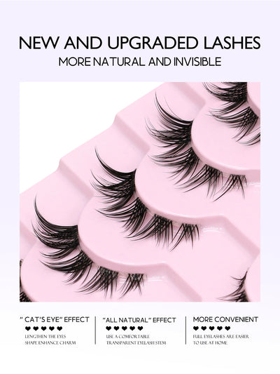 GROINNEYA Soft Natural Cat Eye Faux Mink Lashes - Smarsty