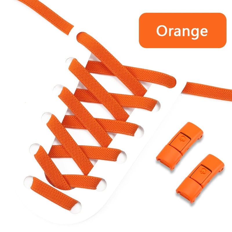 No Tie Shoe laces Press Lock Shoelaces without ties Elastic Laces Sneaker Kids Adult 8MM Widened Flat Shoelace for Shoes - Smarsty