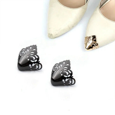 Women High Heel Metal Toe Cap Wear and Tear Concealer Anti-kicking Leather Shoes Point Protector Flat Shoe Tips Cap Accessorices - Smarsty
