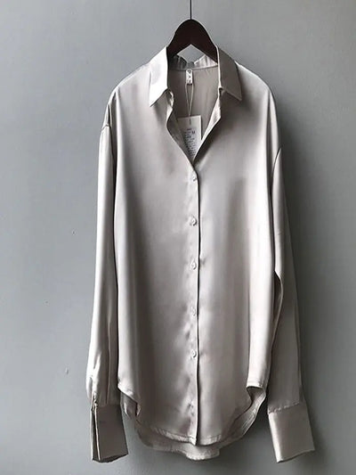Autumn Fashion Button Up Shirt Spring Vintage Blouse Women White Lady Long Sleeves Female Loose Streetwear Shirts Design Tops - Smarsty