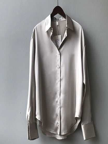 Autumn Fashion Button Up Shirt Spring Vintage Blouse Women White Lady Long Sleeves Female Loose Streetwear Shirts Design Tops - Smarsty
