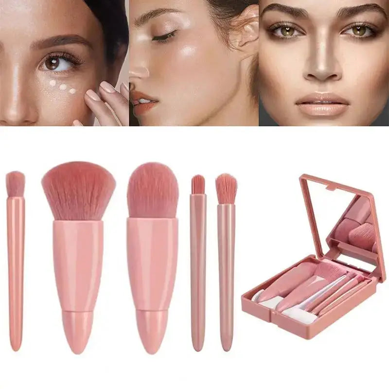 Travel Size Makeup Brushes Set with Case and Mirror - Smarsty