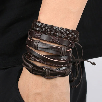 Viking Leather Bracelet For Men Adjustable Skull Design - Smarsty