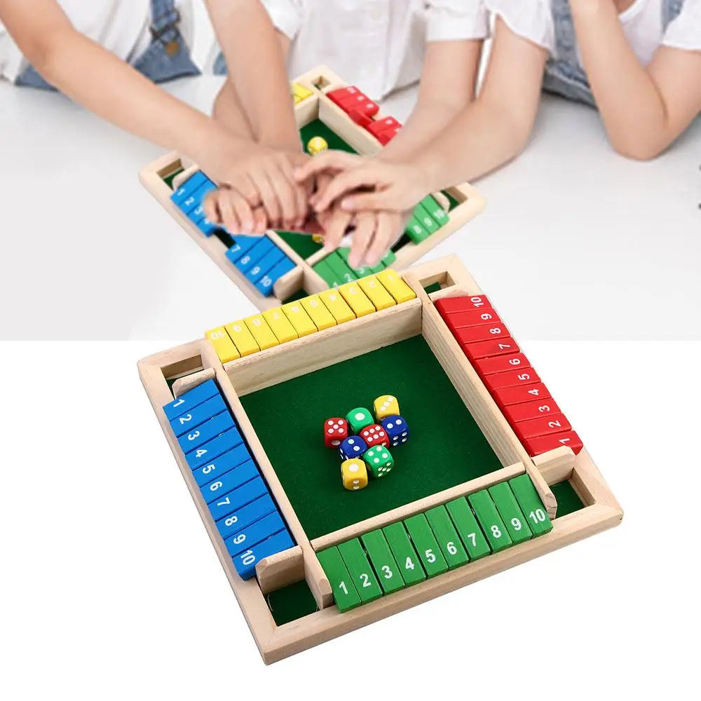Arithmetic Dice Board Game Four-Sided Flip Card Games Box Dice Toys Wooden Flaps Dices 4 Players Party Number Game Board Games - Smarsty