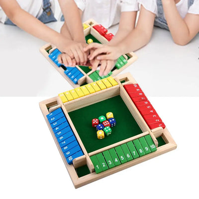 Arithmetic Dice Board Game Four-Sided Flip Card Games Box Dice Toys Wooden Flaps Dices 4 Players Party Number Game Board Games - Smarsty