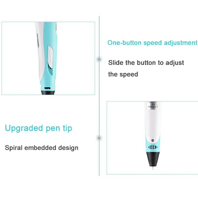 3D Pen 3d Printing Pen Children DIY Drawing Pens PLA Filament Birthday Christmas Boys Girls Gift For Kids With Travel Case - Smarsty