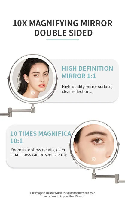 Wall Mounted Makeup Mirror with 10x Magnification - Smarsty