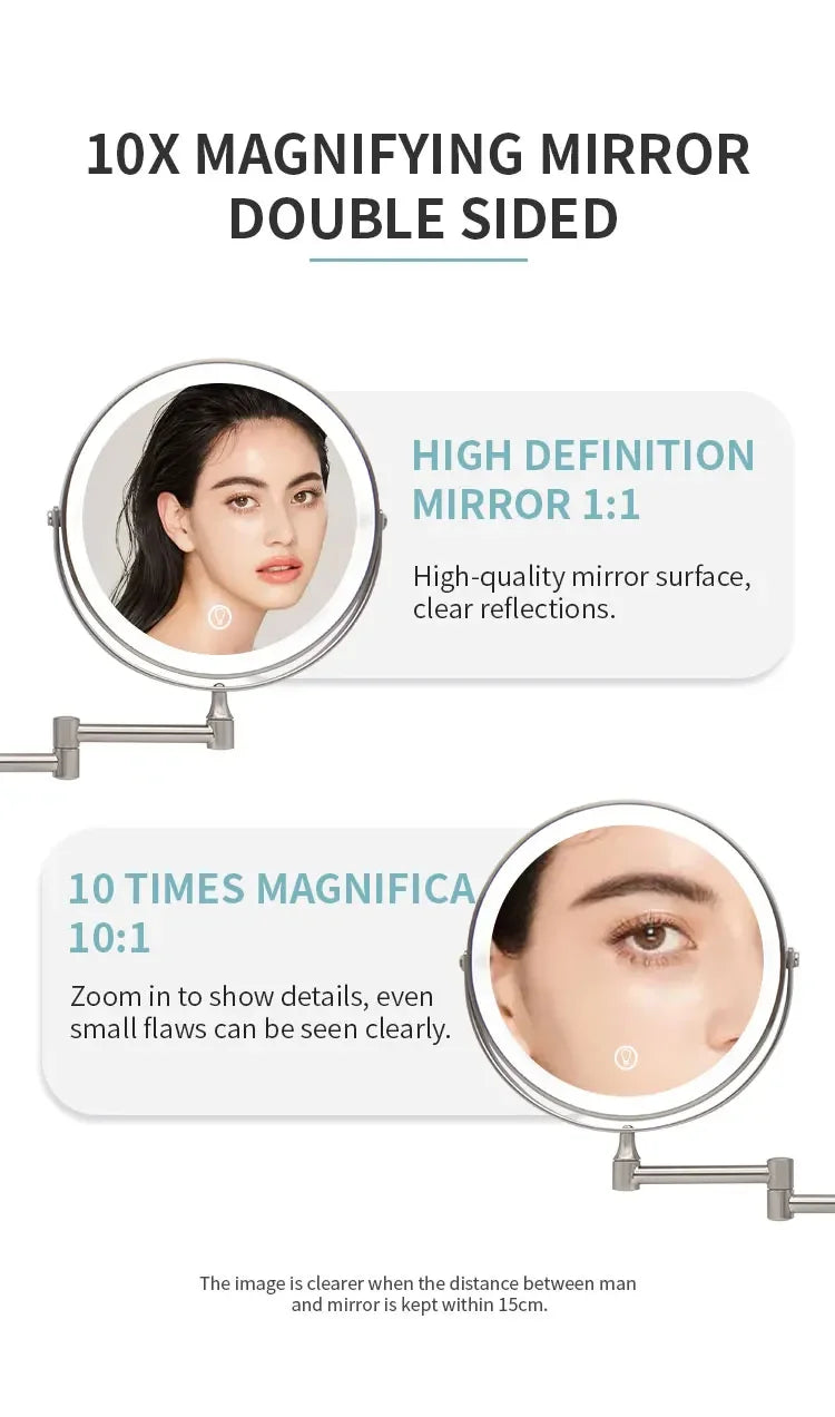 Wall Mounted Makeup Mirror with 10x Magnification - Smarsty
