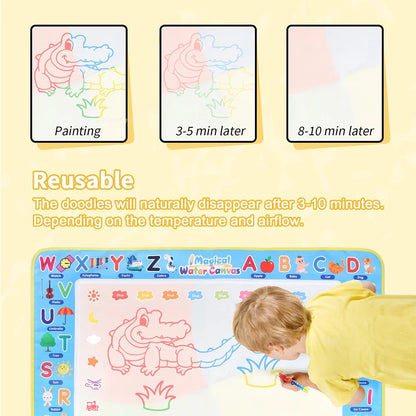 100x80CM Magic Water Drawing Mat with Reusable Magic Pens Doodle Montessori Painting Board Educational Toys Kids Gifts 39X31in by Smarsty
