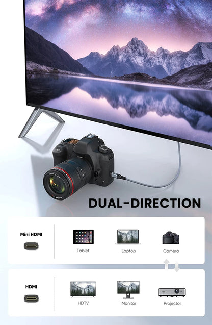 NIERBO Mini HDMI to HDMI Cable 4K High-Speed Braided - Smarsty