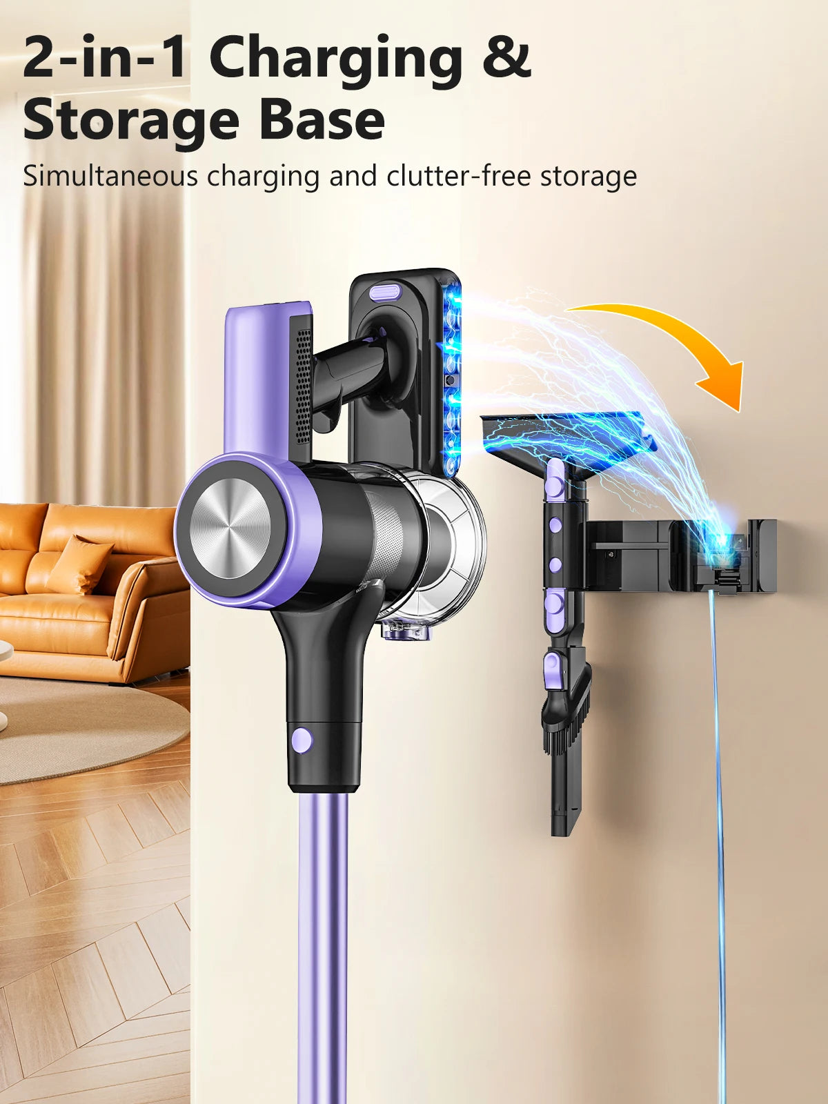 500W/55KPA Self-Standing Cordless Vacuum Cleaner,60 Mins Handheld Vacuum Cleaners,Smart LED Screen Vacuum for Carpet/Pet Hair - Smarsty