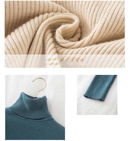 2025 Women Turtleneck Sweater Knitted Soft Pullovers Cashmere Jumpers Basic Solid Soft Sweaters Women Autumn Winter Casual Top - Smarsty