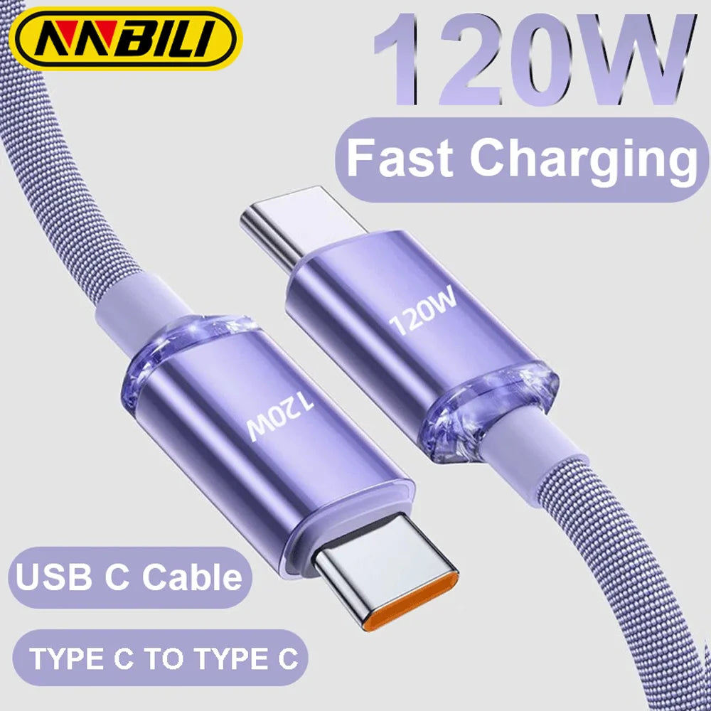 NNBILI NEW 120W USBA To Type C To USBC Cable For iPhone 15 16 17 series PD Fast Charging USB C Data Cord For Xiaomi OPPO Samsung - Smarsty