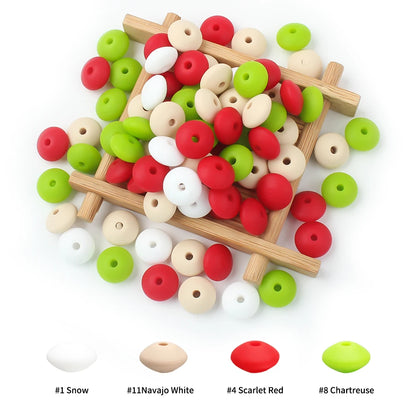 Silicone Beads 12mm Lentil Focal Beads Non Toxic Diy Set - Smarsty