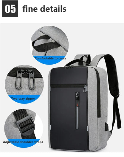 Men's Waterproof Oxford Laptop Backpack 15.6 Inch with USB Charging Port High Capacity Business Travel School Bag - Smarsty